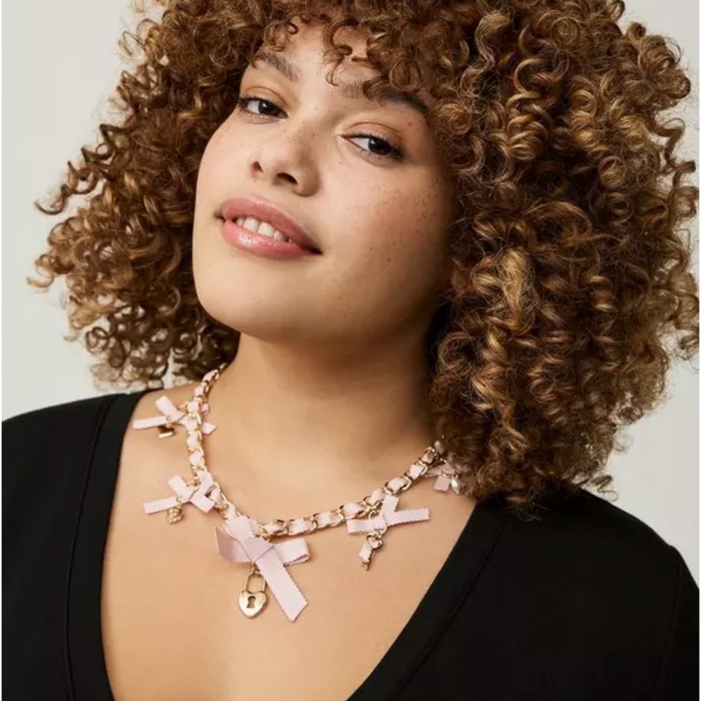 Torrid Pink Bow Charm Necklace